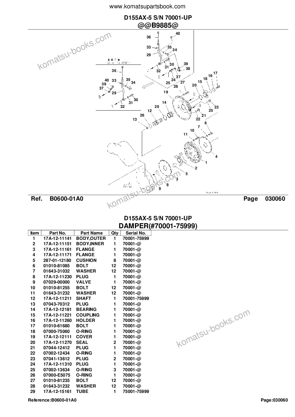 Komatsu d155ax-5 s/n 70001-up Parts catalog cover Page 9