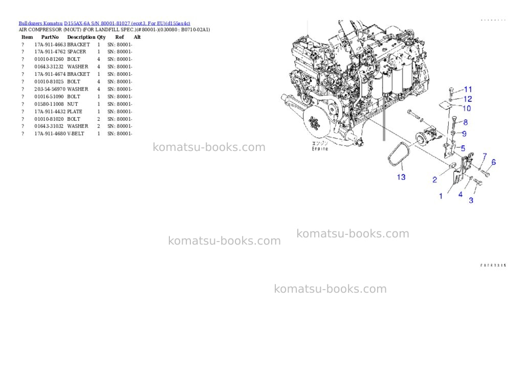 Komatsu d155ax-6a s/n 80001-81027 ecot3, for eu Parts catalog cover Page 7 Komatsu d155ax-6a s/n 80001-81027 ecot3, for eu Parts catalog cover Page 7