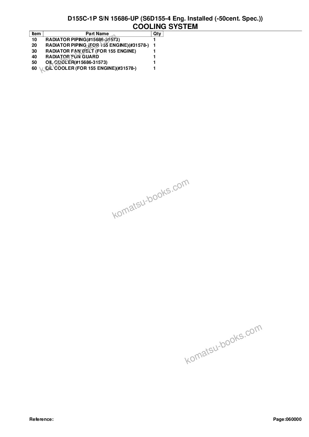 Komatsu d155c-1p s/n 15686-up s6d155-4 eng. installed -50cent. spec. Parts catalog cover Page 4