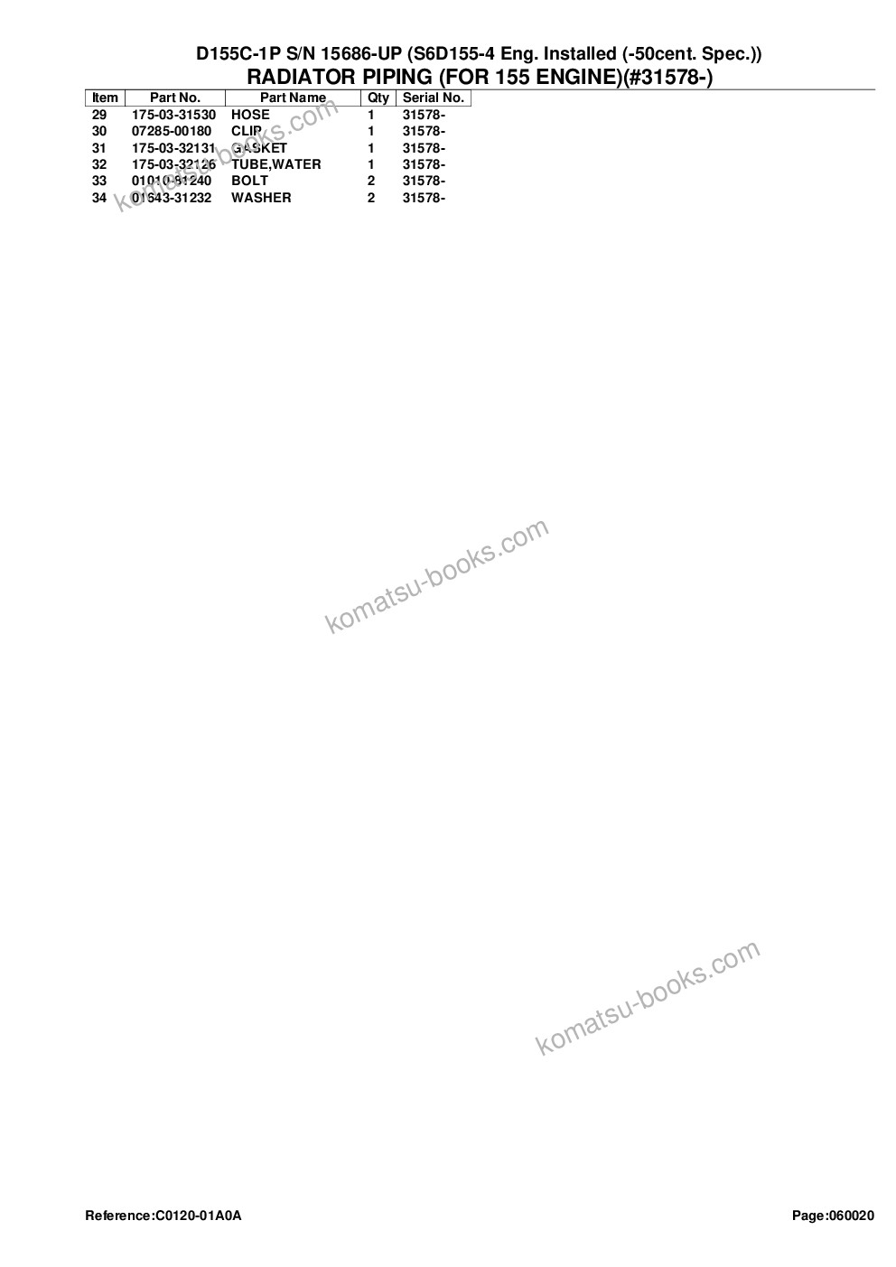 Komatsu d155c-1p s/n 15686-up s6d155-4 eng. installed -50cent. spec. Parts catalog cover Page 8