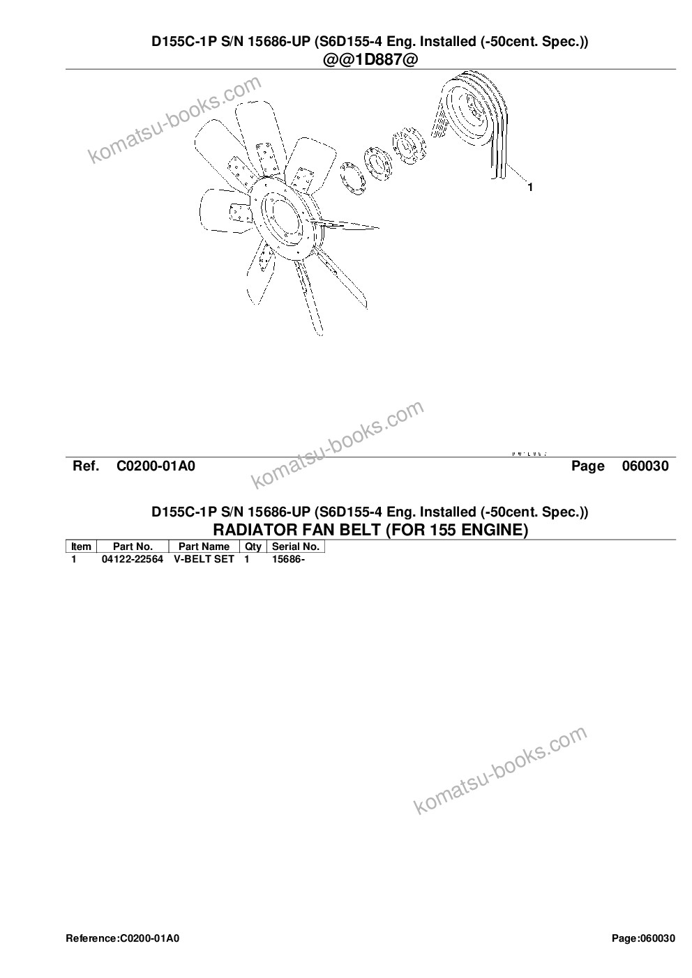 Komatsu d155c-1p s/n 15686-up s6d155-4 eng. installed -50cent. spec. Parts catalog cover Page 9