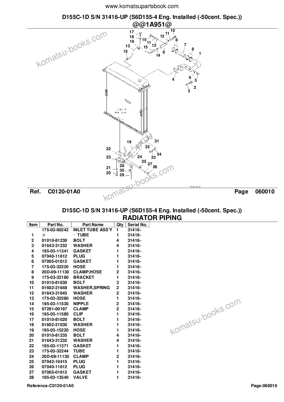 Komatsu d155c-1d s/n 31416-up s6d155-4 eng. installed -50cent. spec. Parts catalog cover Page 5
