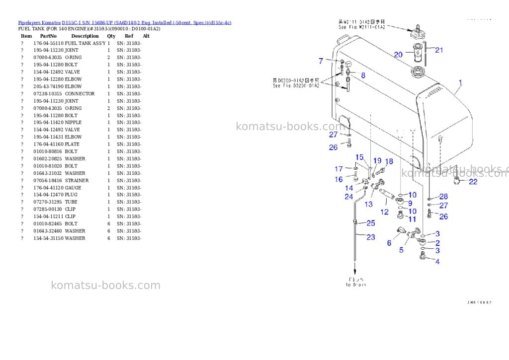Komatsu d155c-1 s/n 15686-up sa6d140-2 eng. installed -50cent. spec. Parts catalog cover Page 5