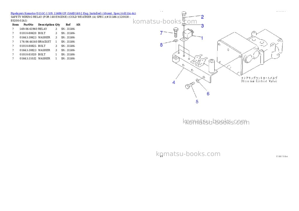 Komatsu d155c-1 s/n 15686-up sa6d140-2 eng. installed -50cent. spec. Parts catalog cover Page 9