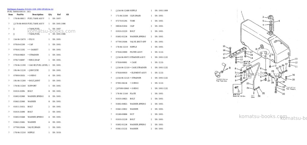 Komatsu D155S-1 S/N 1001-UP Parts catalog cover Page 10 Komatsu D155S-1 S/N 1001-UP Parts catalog cover Page 10