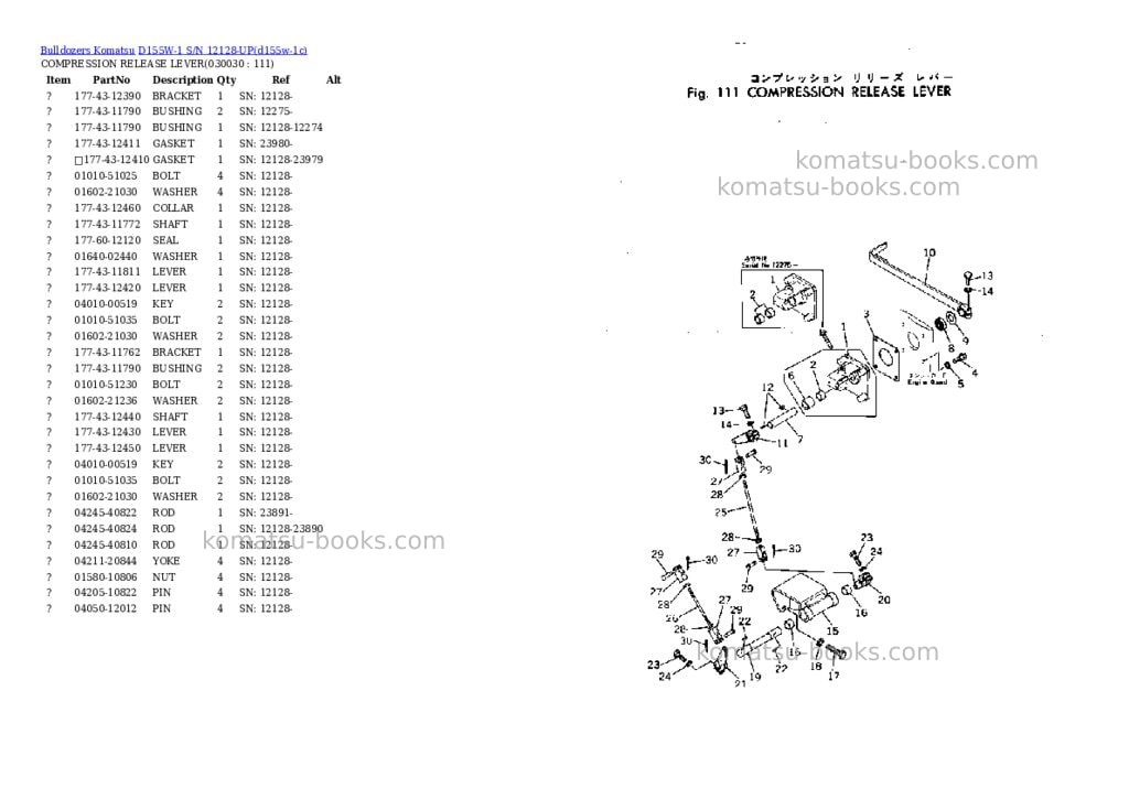 Komatsu d155w-1 s/n 12128-up Parts catalog cover Page 2