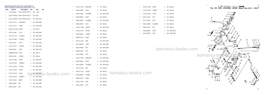 Komatsu d20a-2 s/n 1005-up chassis only Parts catalog cover
