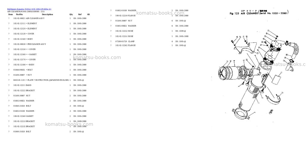 Komatsu d20a-2 s/n 1005-up chassis only Parts catalog cover Page 7