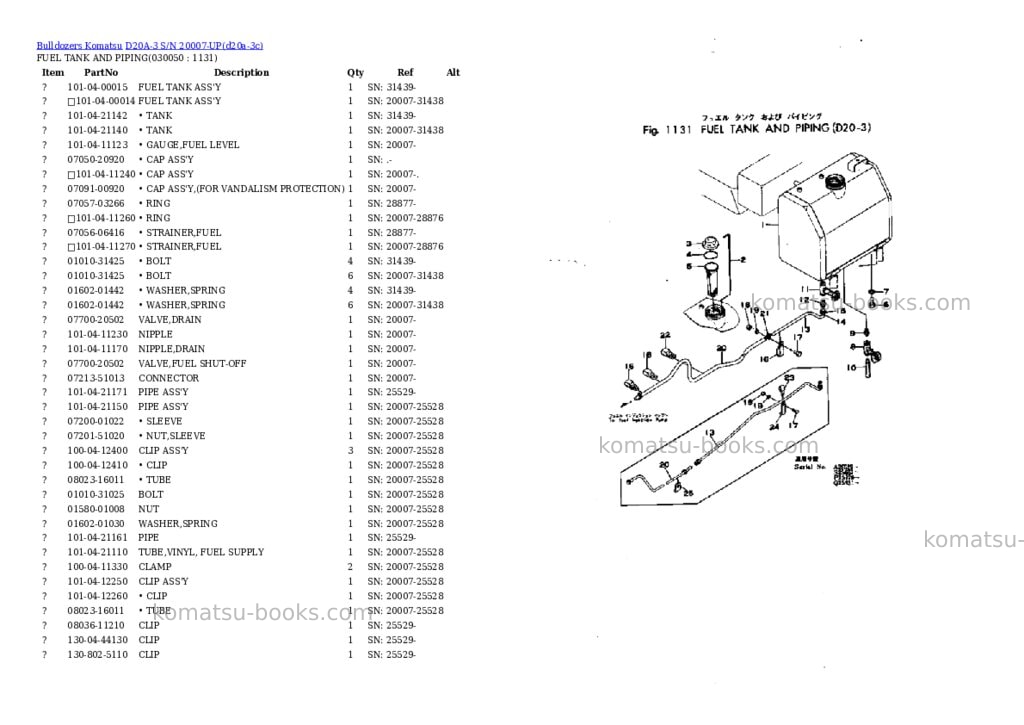 Komatsu D20A-3 S/N 20007-UP Parts catalog cover Page 4 Komatsu D20A-3 S/N 20007-UP Parts catalog cover Page 4