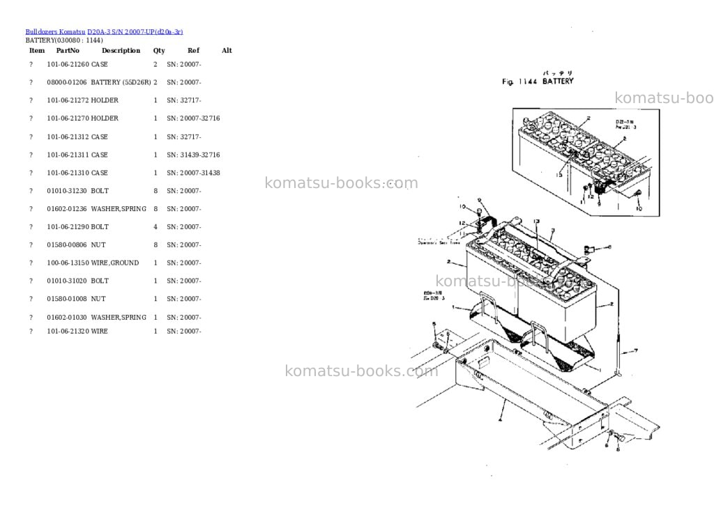 Komatsu d20a-3 s/n 20007-up Parts catalog cover Page 7 Komatsu d20a-3 s/n 20007-up Parts catalog cover Page 7