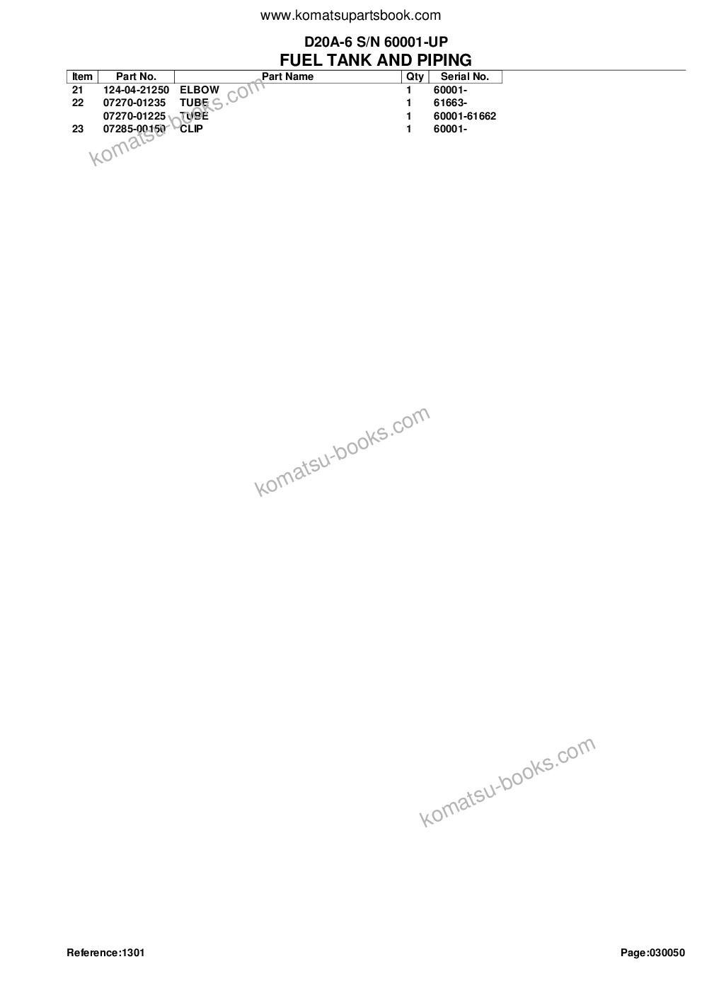 Komatsu d20a-6 s/n 60001-up Parts catalog cover Page 10
