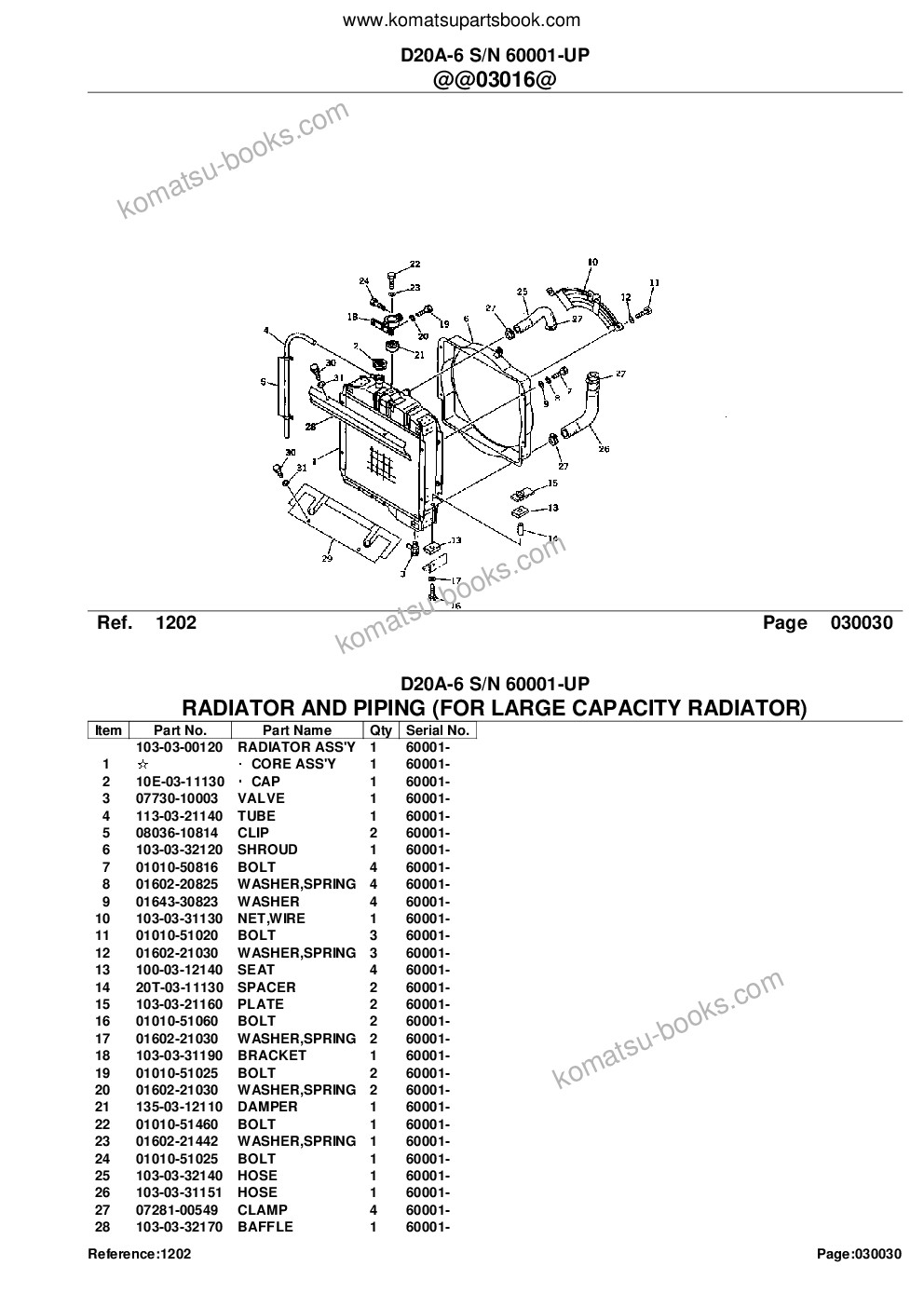 Komatsu d20a-6 s/n 60001-up Parts catalog cover Page 6