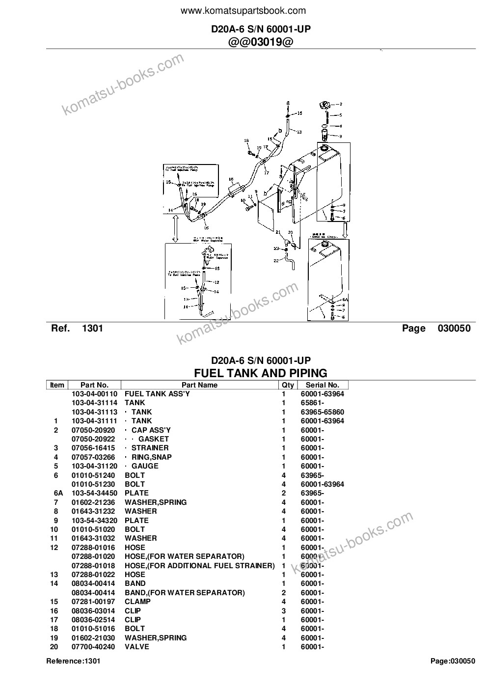 Komatsu d20a-6 s/n 60001-up Parts catalog cover Page 9