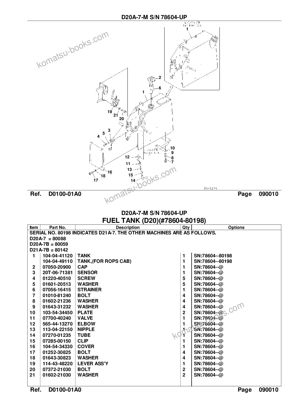 Komatsu d20a-7-m s/n 78604-up Parts catalog cover Page 10