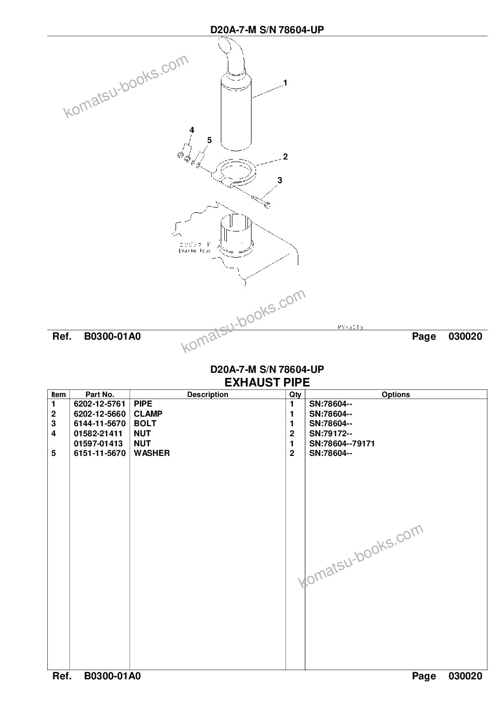 Komatsu d20a-7-m s/n 78604-up Parts catalog cover Page 4