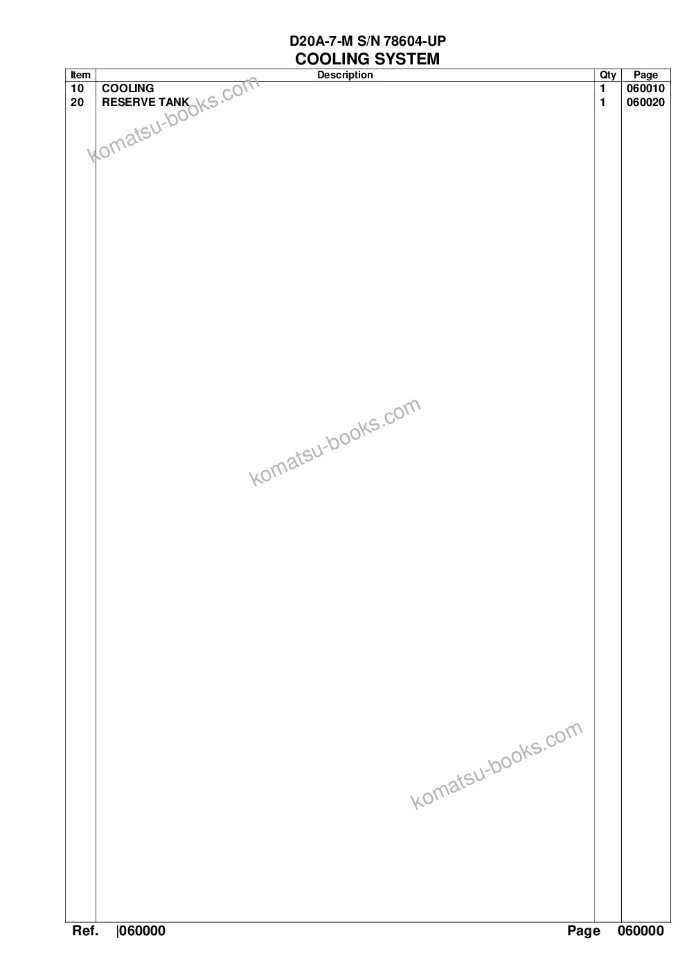 Komatsu d20a-7-m s/n 78604-up Parts catalog cover Page 5