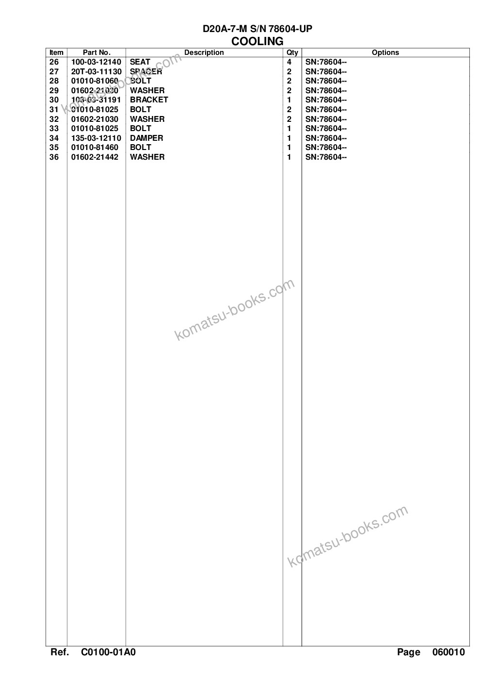 Komatsu d20a-7-m s/n 78604-up Parts catalog cover Page 7