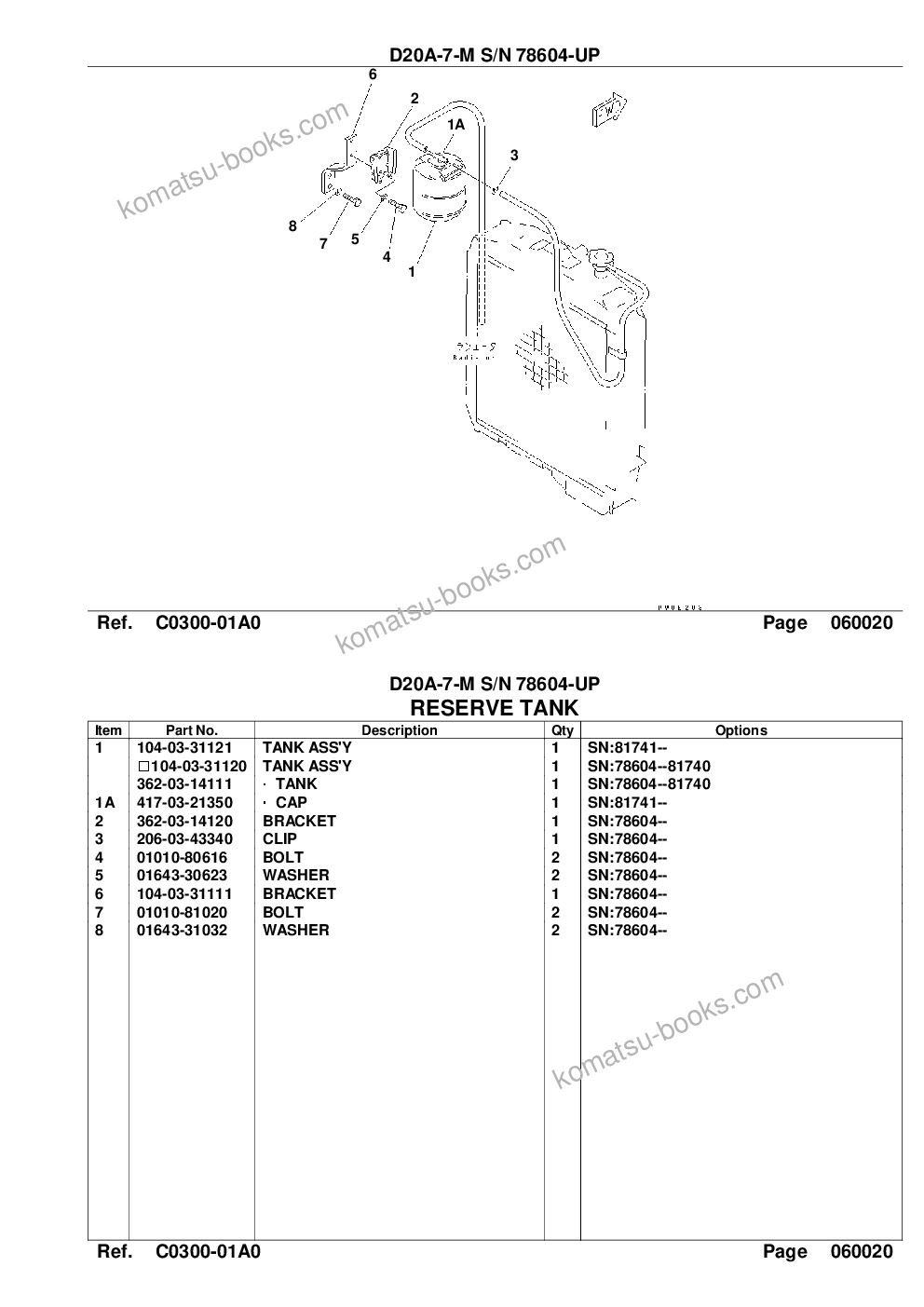 Komatsu d20a-7-m s/n 78604-up Parts catalog cover Page 8