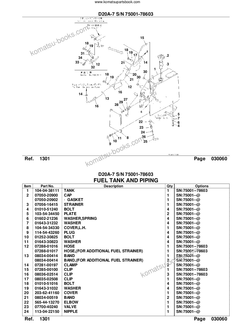 Komatsu d20a-7 s/n 75001-78603 Parts catalog cover Page 10 Komatsu d20a-7 s/n 75001-78603 Parts catalog cover Page 10