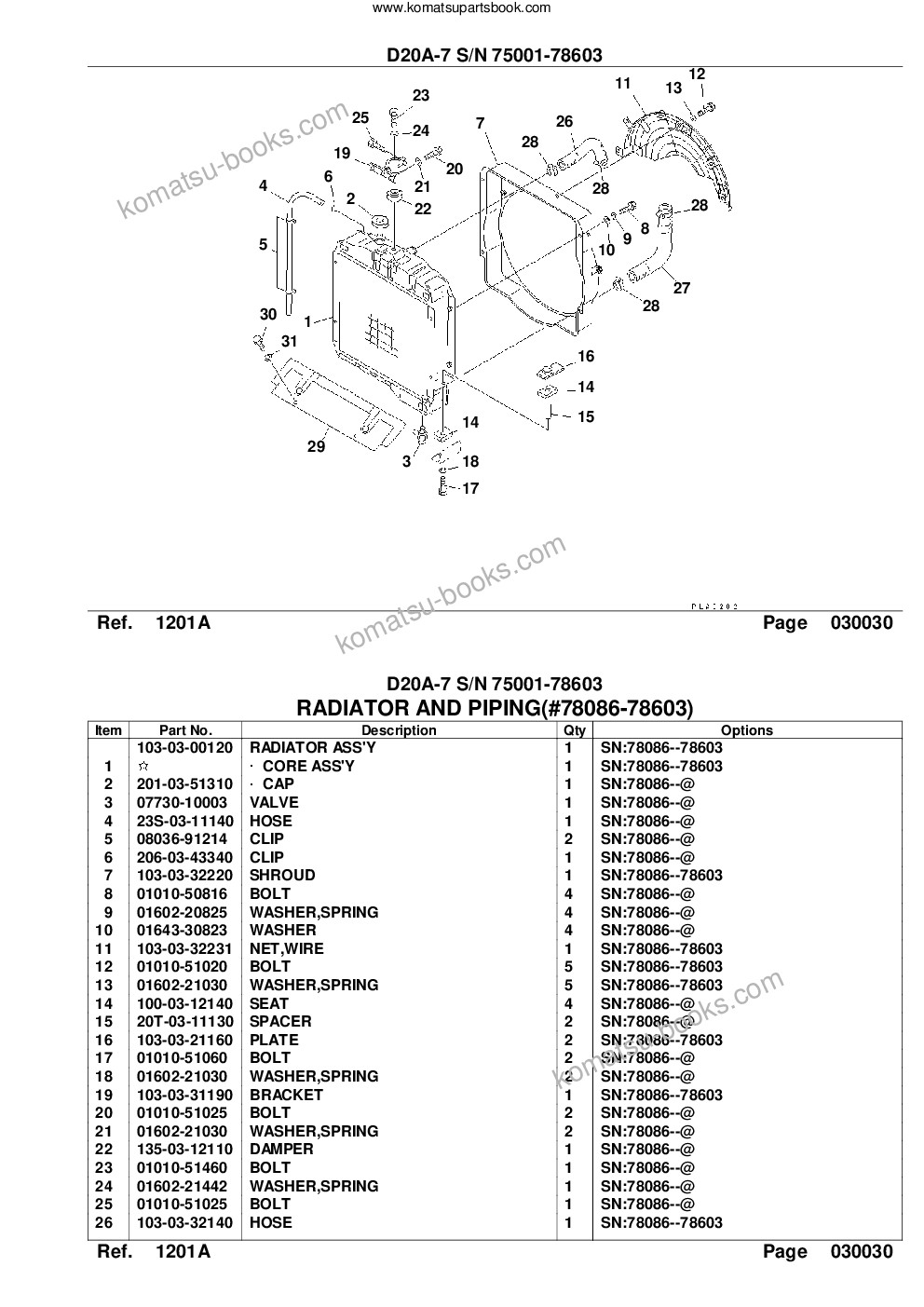 Komatsu d20a-7 s/n 75001-78603 Parts catalog cover Page 6 Komatsu d20a-7 s/n 75001-78603 Parts catalog cover Page 6