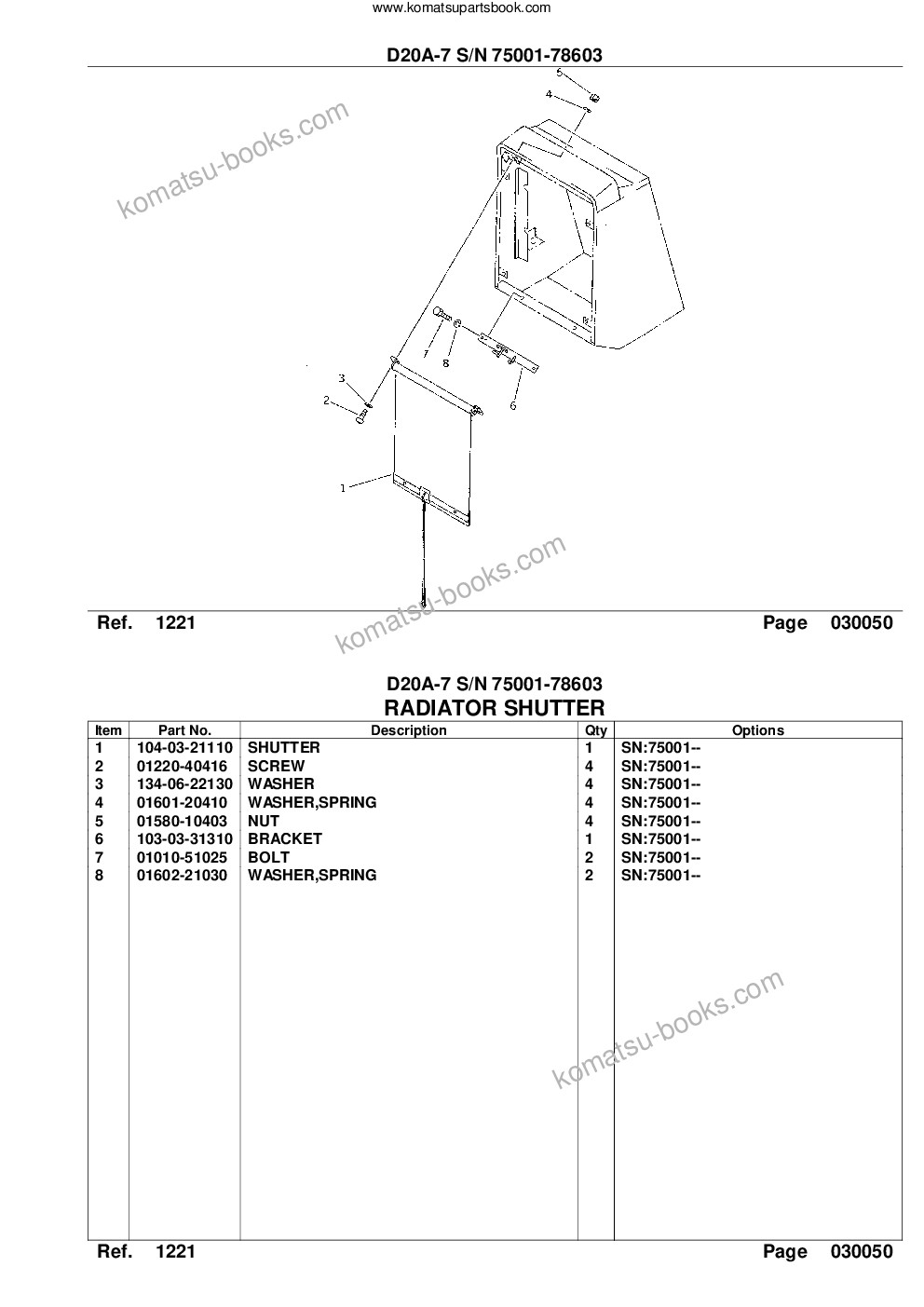 Komatsu d20a-7 s/n 75001-78603 Parts catalog cover Page 9 Komatsu d20a-7 s/n 75001-78603 Parts catalog cover Page 9