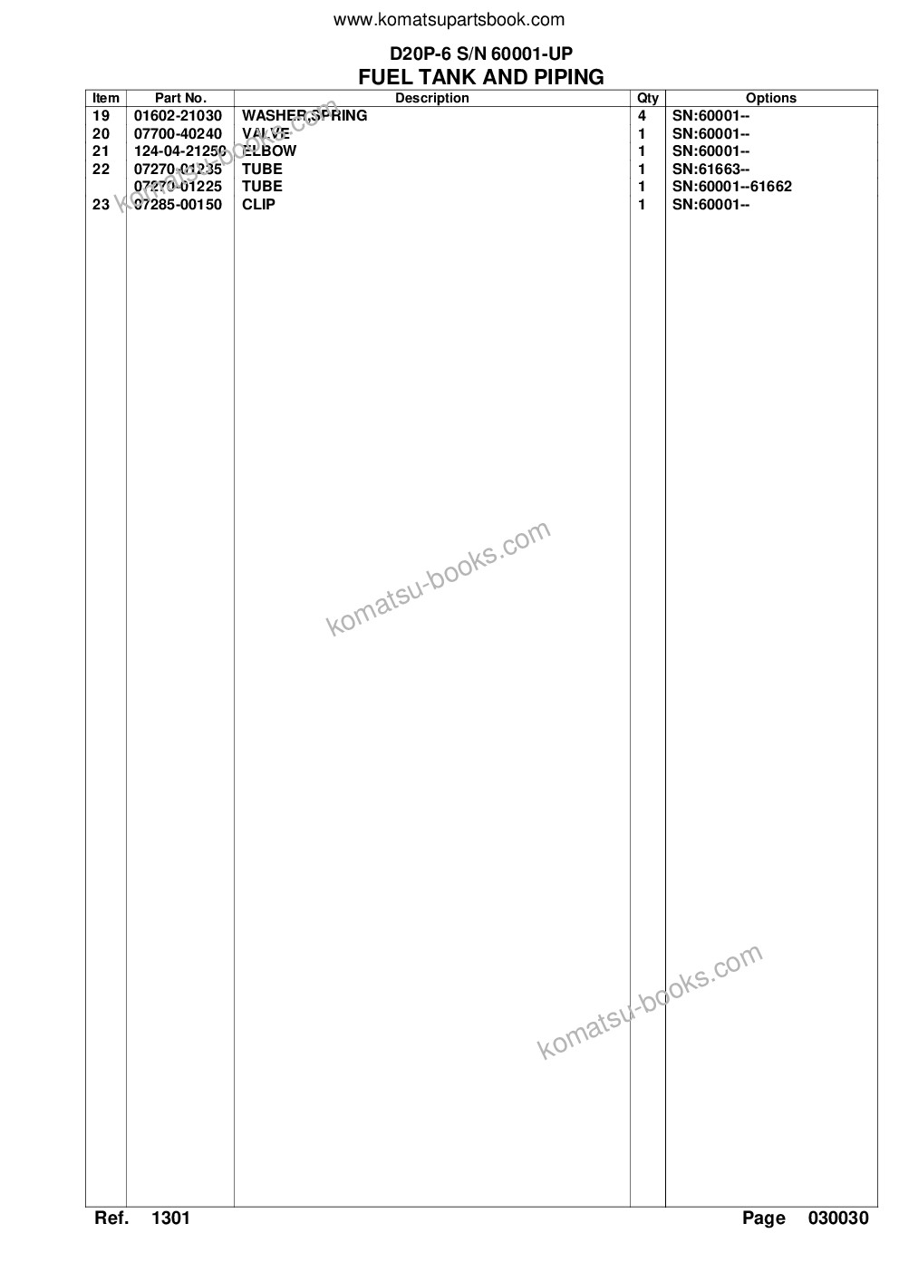 Komatsu d20p-6 s/n 60001-up Parts catalog cover Page 7