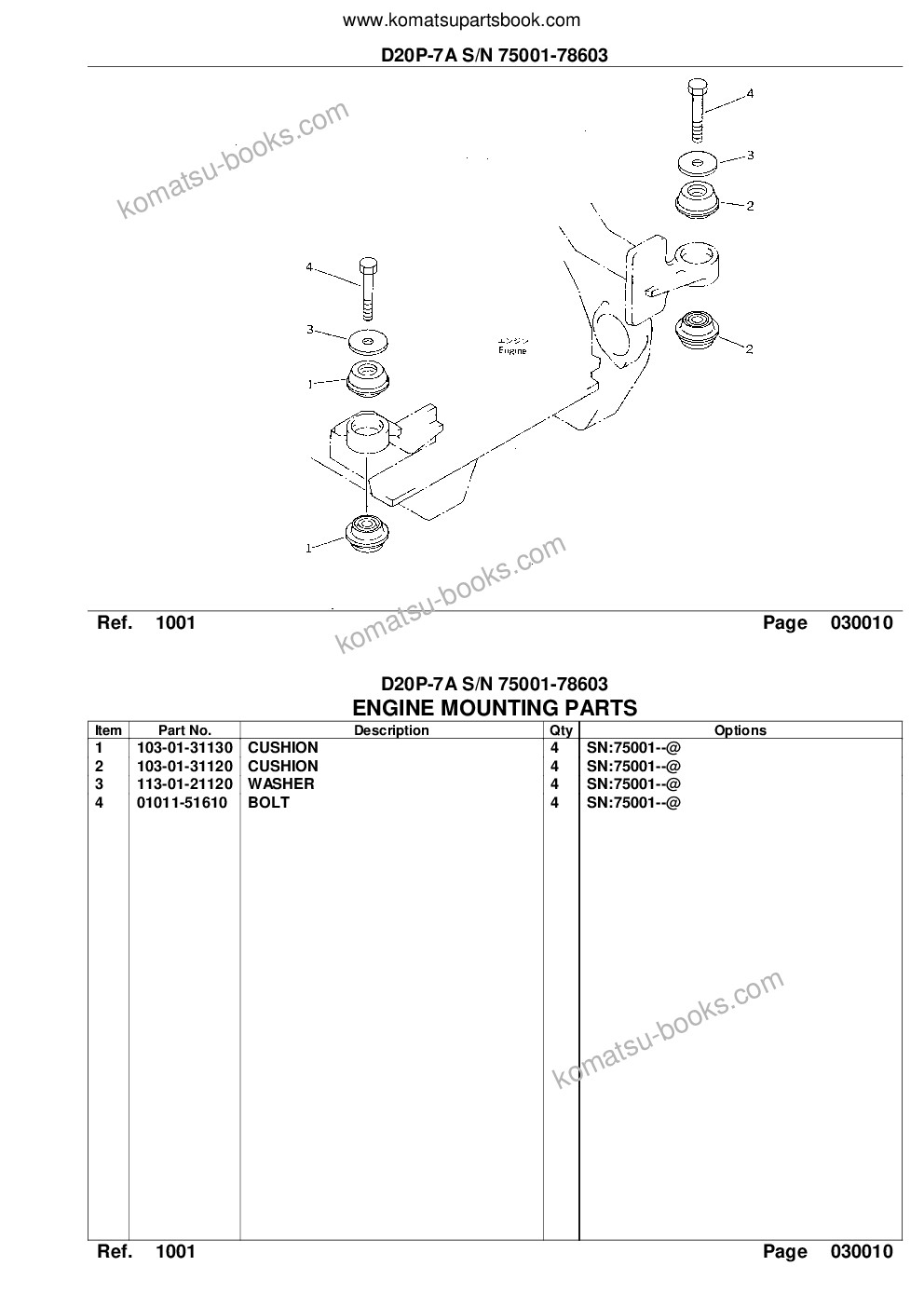 Komatsu d20p-7a s/n 75001-78603 Parts catalog cover Page 3
