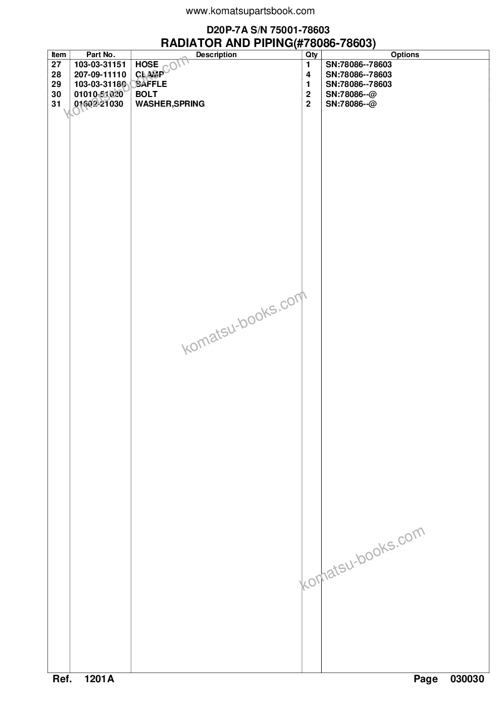 Komatsu d20p-7a s/n 75001-78603 Parts catalog cover Page 7