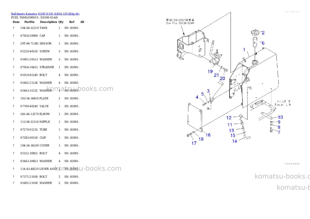 Komatsu d20p-8 s/n 83001-up Parts catalog cover Page 7 Komatsu d20p-8 s/n 83001-up Parts catalog cover Page 7