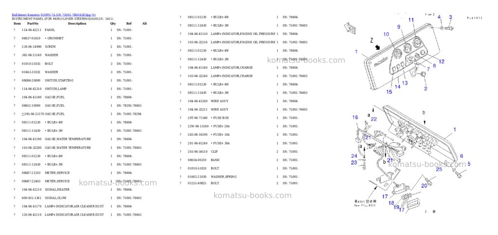 Komatsu d20pg-7a s/n 75001-78603 Parts catalog cover Page 10