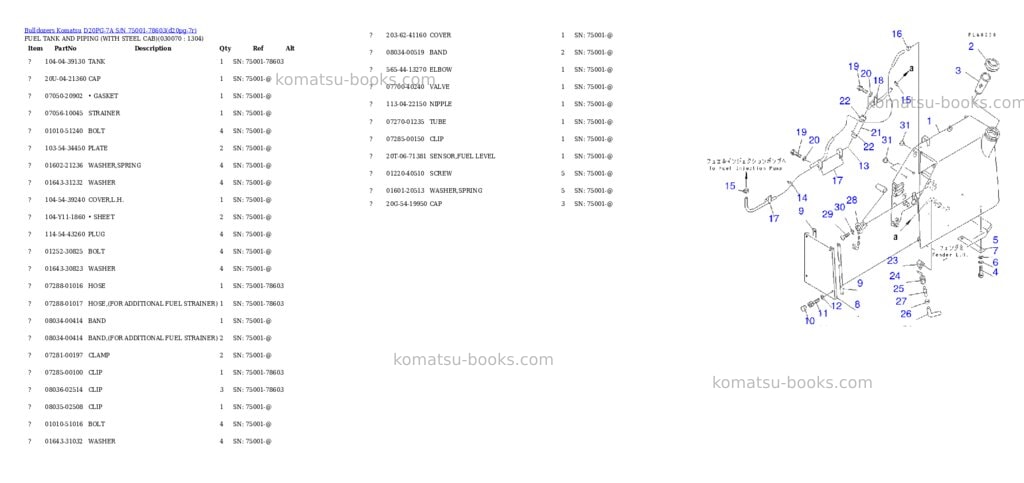 Komatsu d20pg-7a s/n 75001-78603 Parts catalog cover Page 6