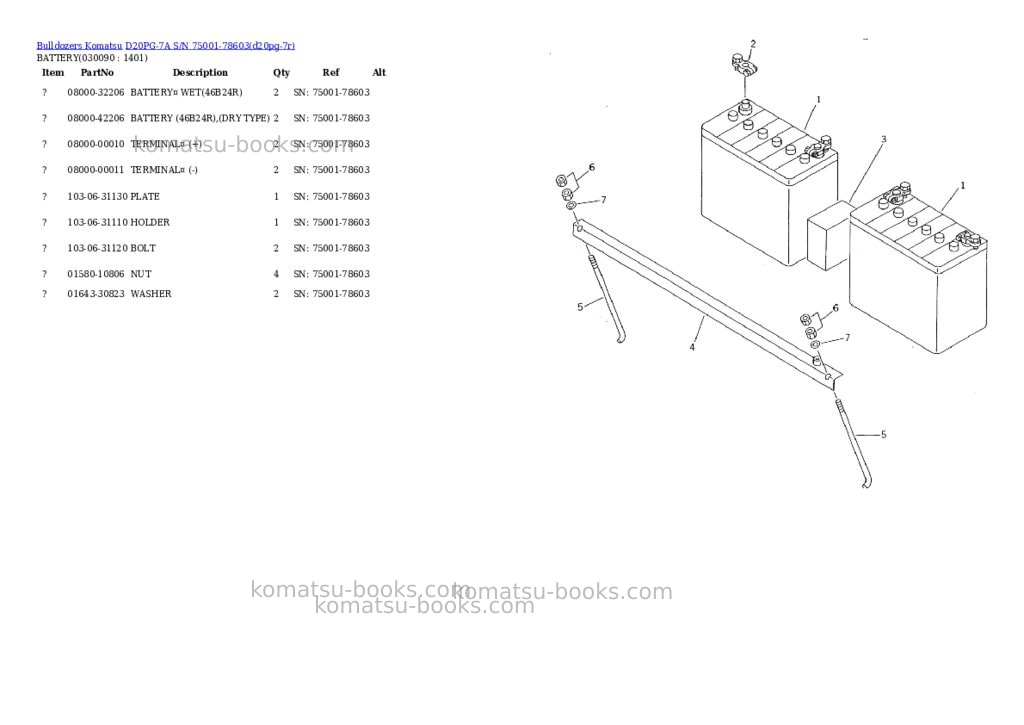 Komatsu d20pg-7a s/n 75001-78603 Parts catalog cover Page 8