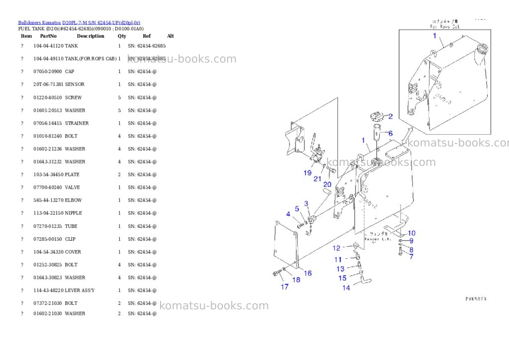 Komatsu d20pl-7-m s/n 62454-up Parts catalog cover Page 5 Komatsu d20pl-7-m s/n 62454-up Parts catalog cover Page 5