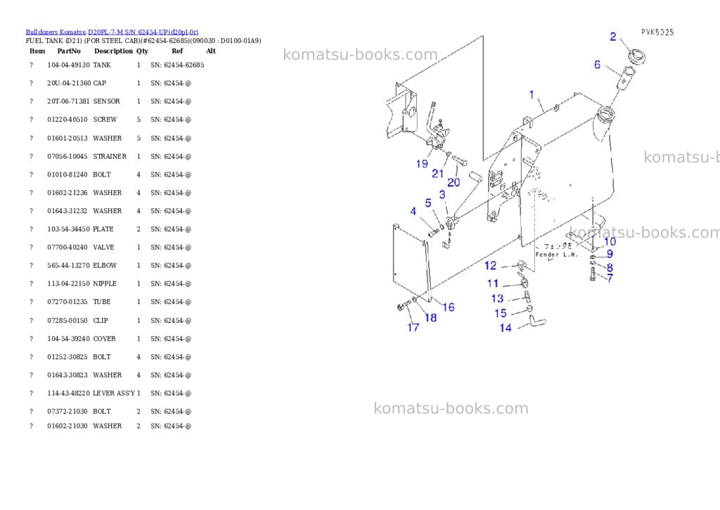 Komatsu d20pl-7-m s/n 62454-up Parts catalog cover Page 7 Komatsu d20pl-7-m s/n 62454-up Parts catalog cover Page 7