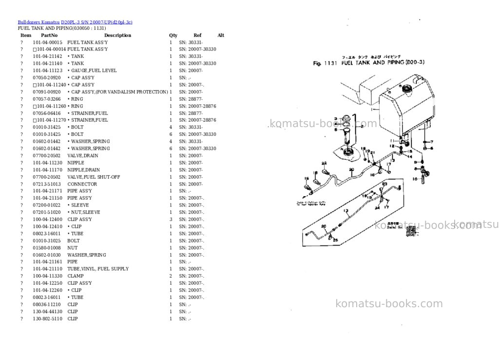 Komatsu D20PL-3 S/N 20007-UP Parts catalog cover Page 4 Komatsu D20PL-3 S/N 20007-UP Parts catalog cover Page 4