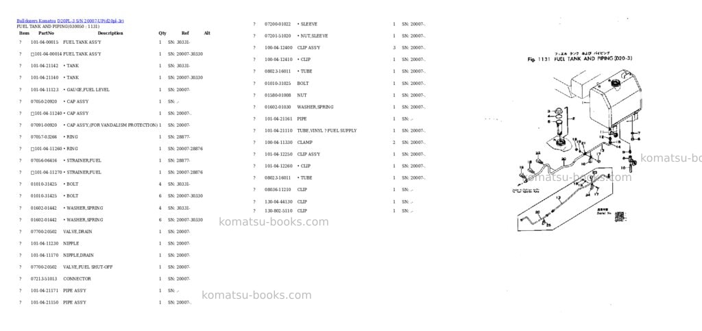 Komatsu d20pl-3 s/n 20007-up Parts catalog cover Page 4 Komatsu d20pl-3 s/n 20007-up Parts catalog cover Page 4