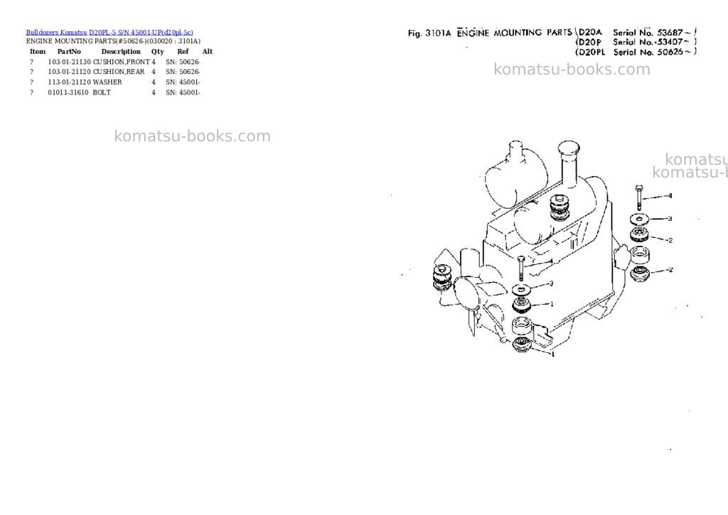 Komatsu d20pl-5 s/n 45001-up Parts catalog cover Komatsu d20pl-5 s/n 45001-up Parts catalog cover