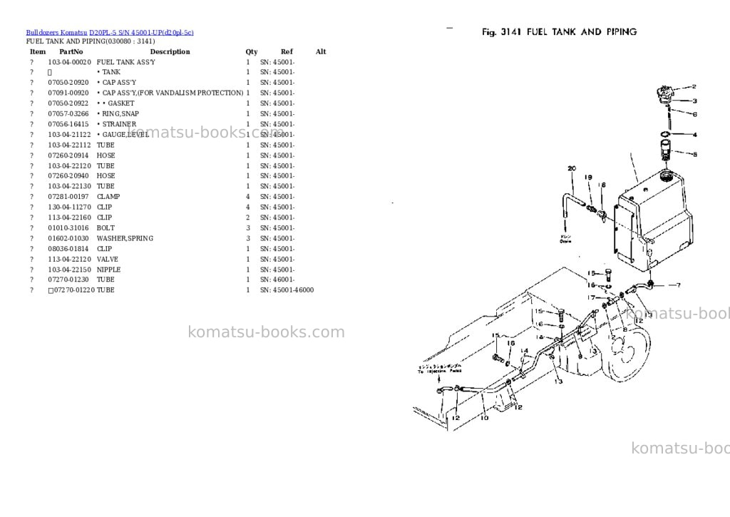 Komatsu d20pl-5 s/n 45001-up Parts catalog cover Page 7 Komatsu d20pl-5 s/n 45001-up Parts catalog cover Page 7