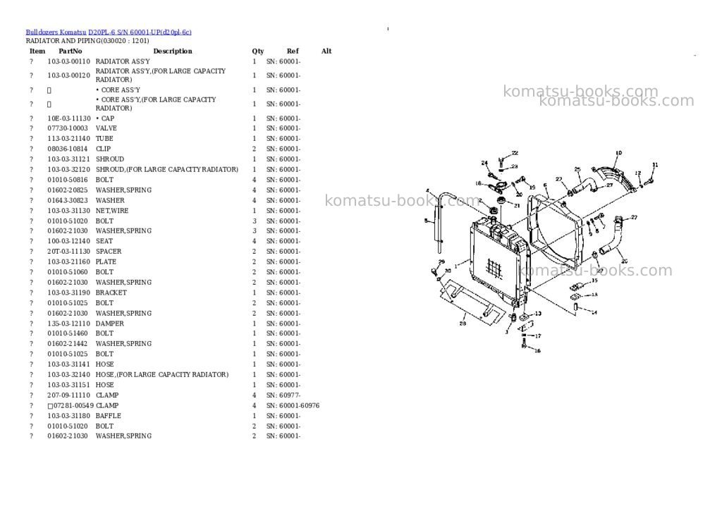 Komatsu d20pl-6 s/n 60001-up Parts catalog cover