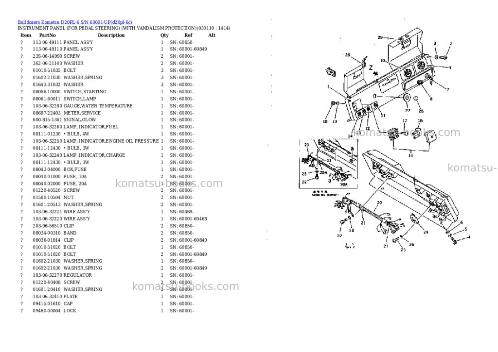 Komatsu d20pl-6 s/n 60001-up Parts catalog cover Page 10