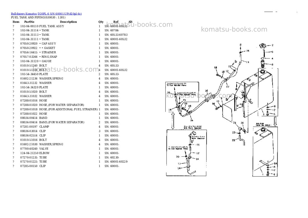 Komatsu d20pl-6 s/n 60001-up Parts catalog cover Page 2