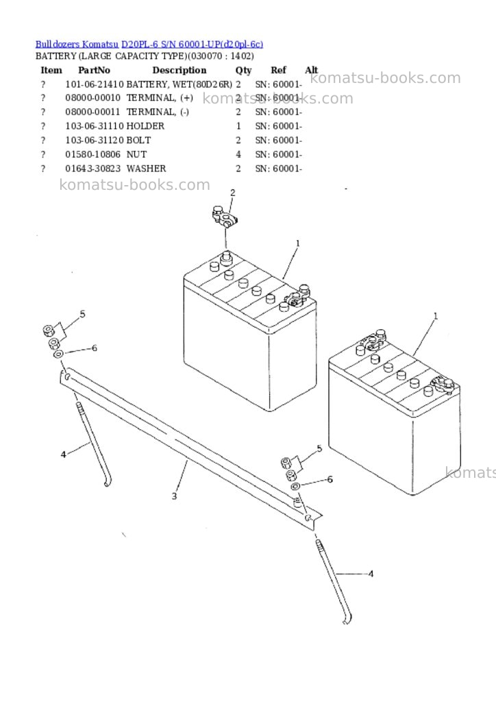 Komatsu d20pl-6 s/n 60001-up Parts catalog cover Page 6
