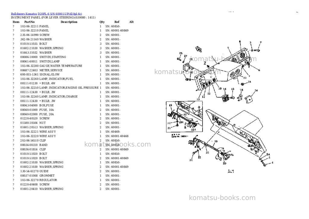 Komatsu d20pl-6 s/n 60001-up Parts catalog cover Page 7