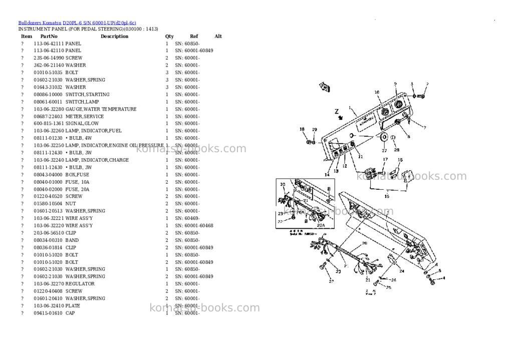 Komatsu d20pl-6 s/n 60001-up Parts catalog cover Page 9