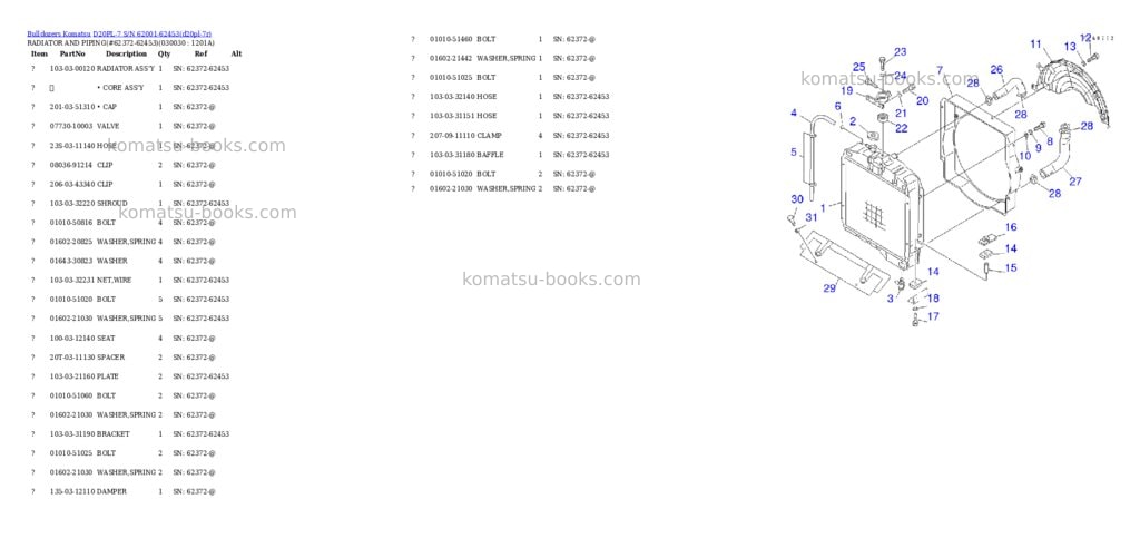 Komatsu D20PL-7 S/N 62001-62453 Parts catalog cover Page 2