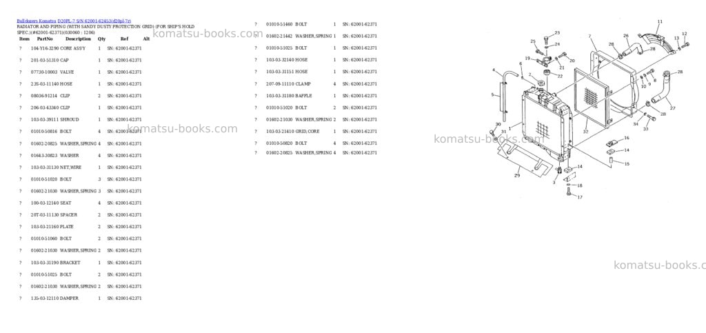 Komatsu D20PL-7 S/N 62001-62453 Parts catalog cover Page 3