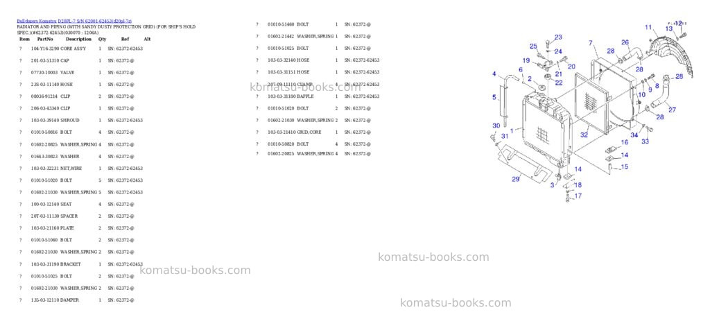 Komatsu D20PL-7 S/N 62001-62453 Parts catalog cover Page 4