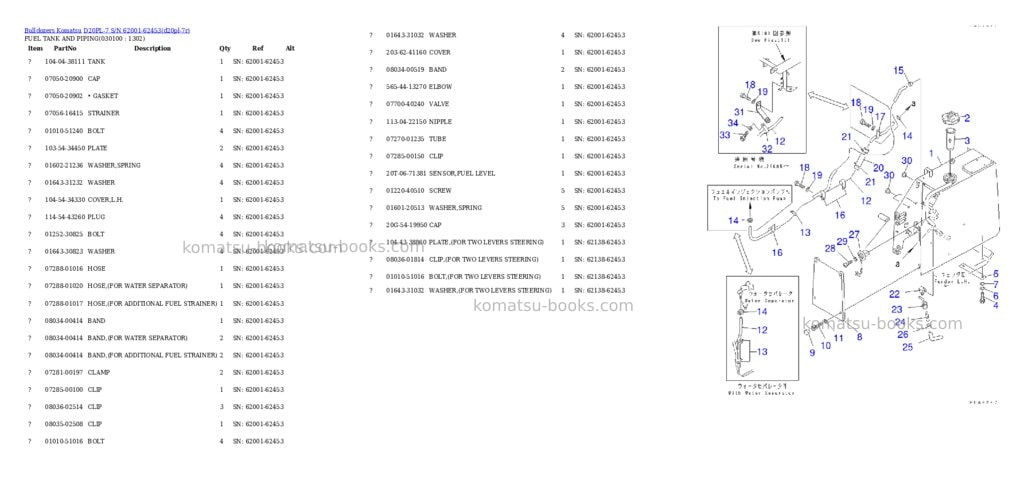 Komatsu D20PL-7 S/N 62001-62453 Parts catalog cover Page 7