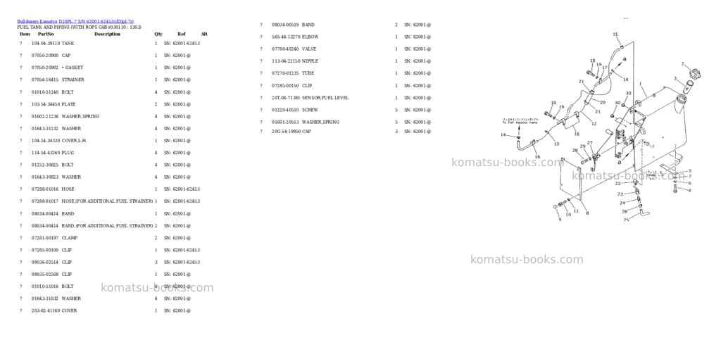 Komatsu D20PL-7 S/N 62001-62453 Parts catalog cover Page 8