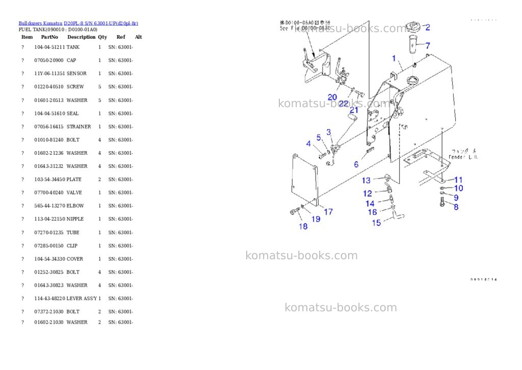 Komatsu d20pl-8 s/n 63001-up Parts catalog cover Page 8 Komatsu d20pl-8 s/n 63001-up Parts catalog cover Page 8